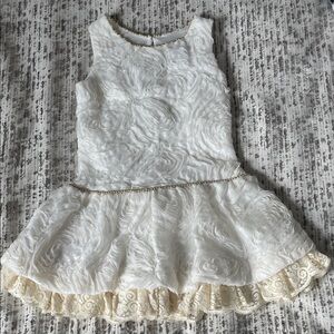 Rare Editions White and Cream Formal Kids Dress